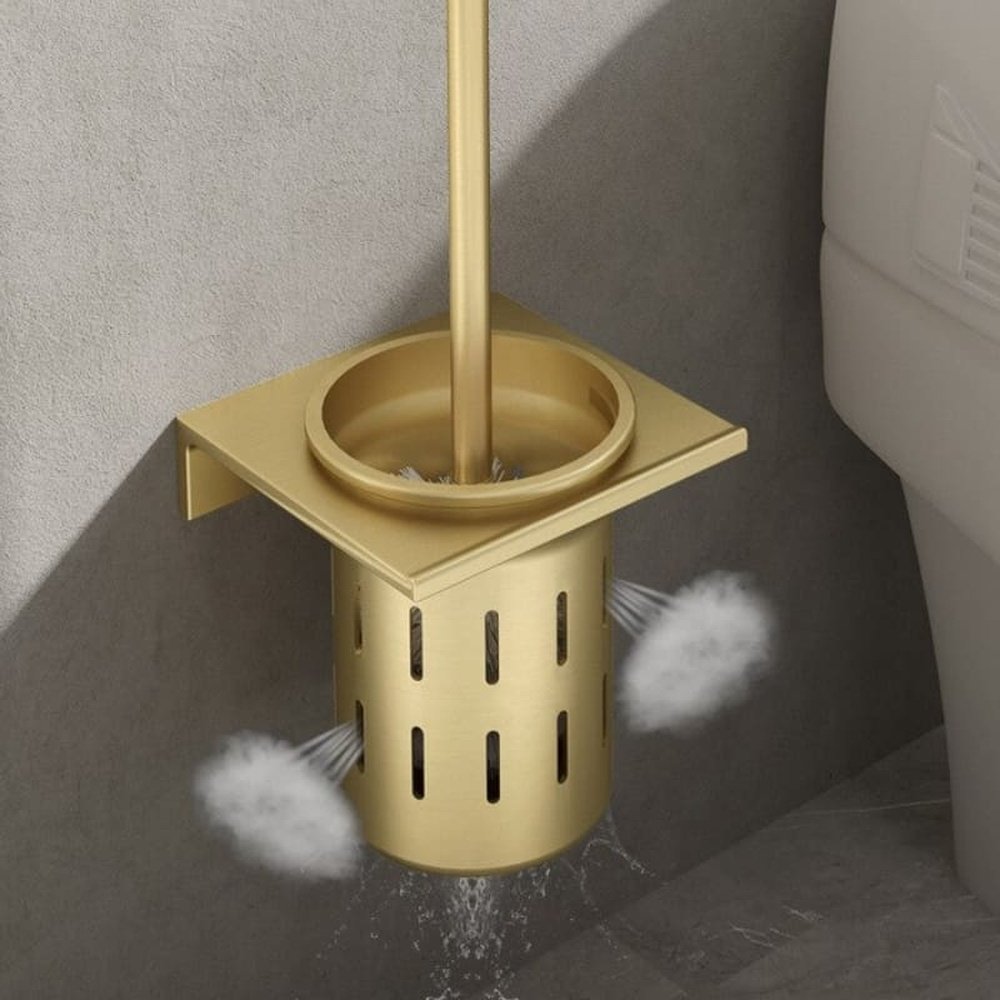 Escova Sanitária para Banheiro com Suporte Alumínio Dourado Coralar